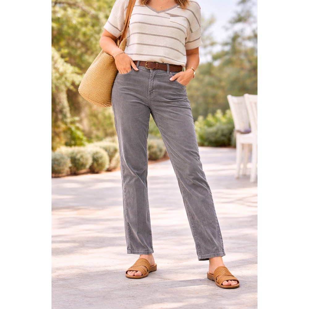 Calvin Klein Jeans Womens Size 18 Grey Corduroy Straight Leg Pants Mid Rise F117